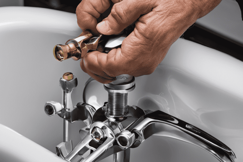 An image showcasing a step-by-step guide on fixing a bathtub diverter: a hand gripping pliers to remove the diverter knob, a diagram depicting the internal mechanism, and a wrench tightening the new diverter valve