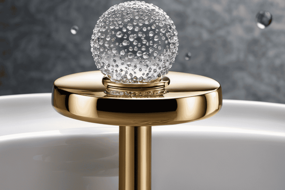 An image that showcases a hand gripping the circular knob of a bathtub sink stopper