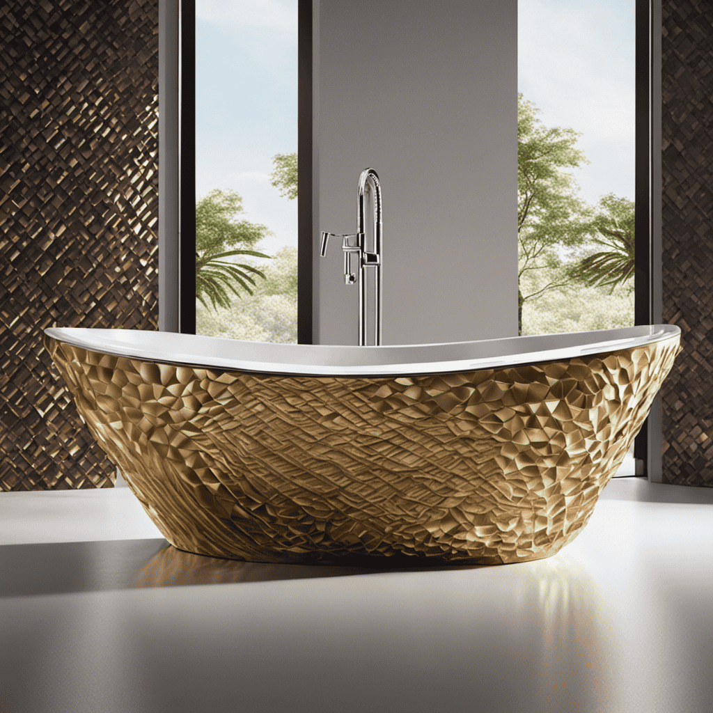 An image showcasing a close-up view of a bathtub's surface, capturing intricate textures, colors, and patterns