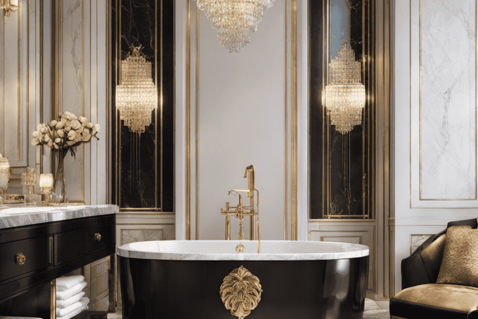 An image showcasing a luxurious bathroom scene, with a high-end toilet as the centerpiece