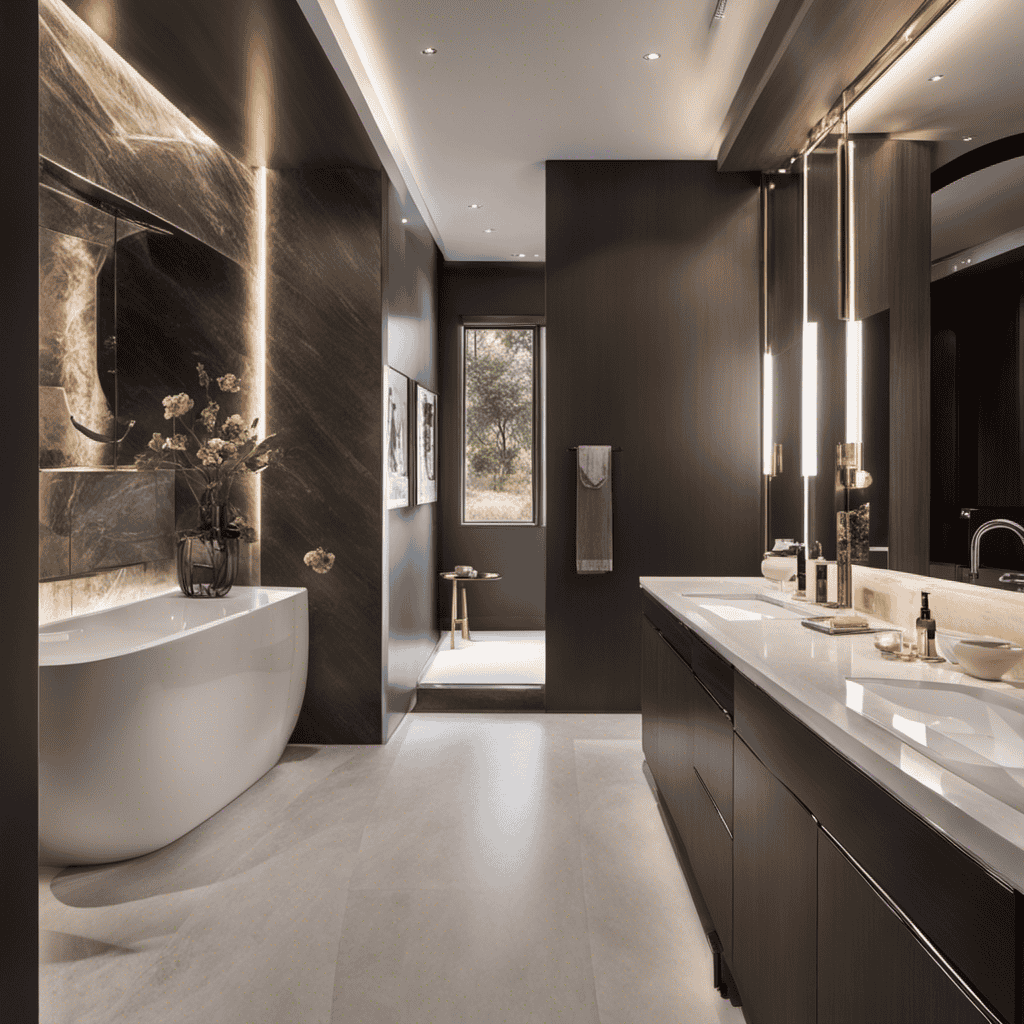 An image that showcases the epitome of luxury with a sleek, modern bathroom adorned with cutting-edge toilet technologies