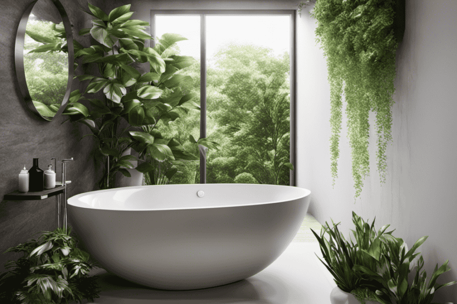 An image showcasing a serene bathroom environment with a modern, sleek toilet design