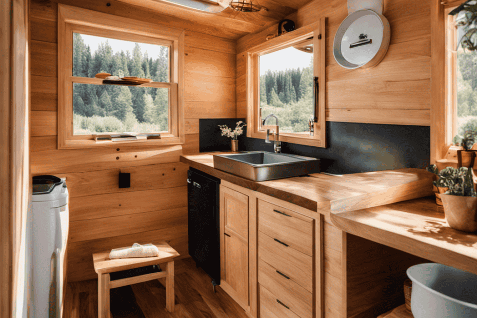 An image showcasing a cozy, minimalist living space inside a charming tiny house