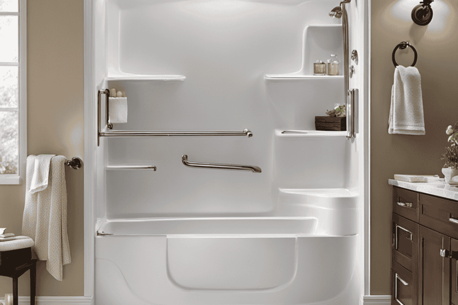 An image showcasing a spacious, low-entry bathtub with a wide, inward-swinging door