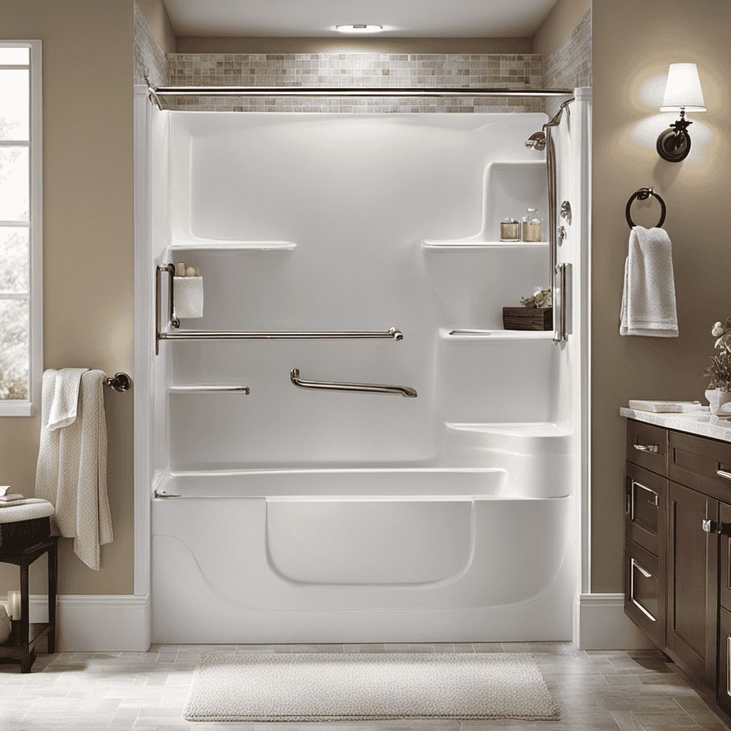 An image showcasing a spacious, low-entry bathtub with a wide, inward-swinging door