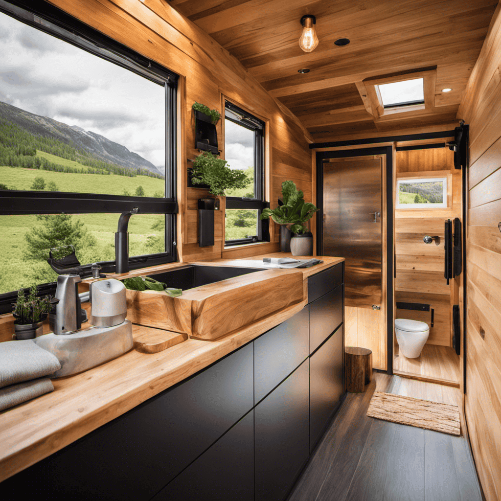 An image capturing the essence of an eco-friendly tiny house with a composting toilet