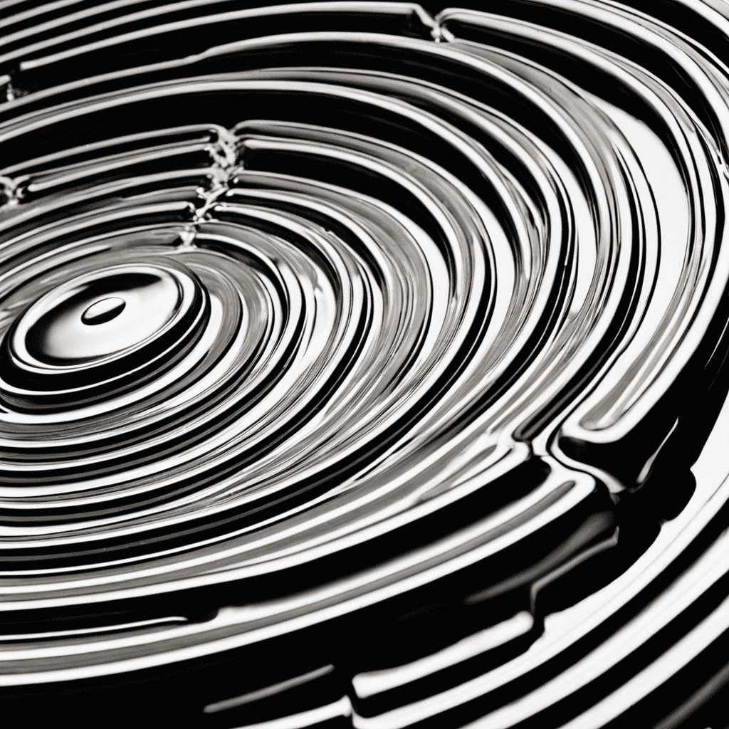 An image capturing a close-up of a bathtub drain, with water spiraling down, accompanied by a series of concentric rings expanding outward, depicting the resonating sound waves produced as the water drains