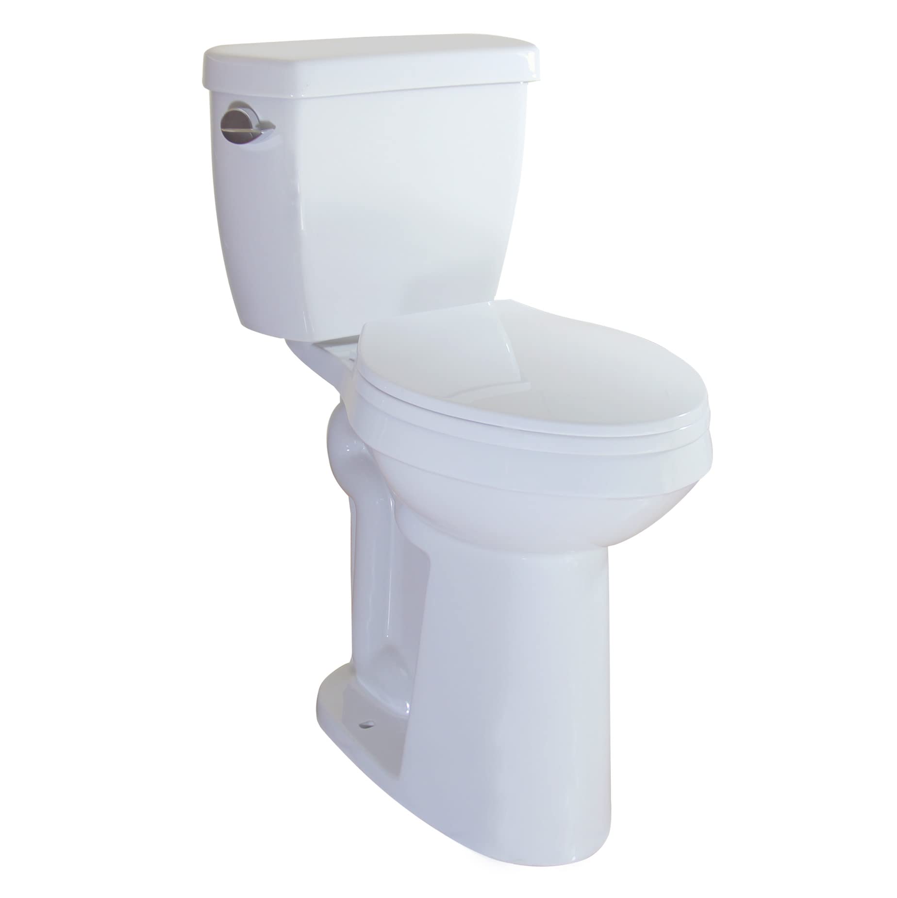 WinZo WZ5888 Elongated Two Piece Toilet with Extra Tall Bowl 21.25” Comfortable 1.28 GPF Side Flush White WZ5888 (with PP toilet seat)