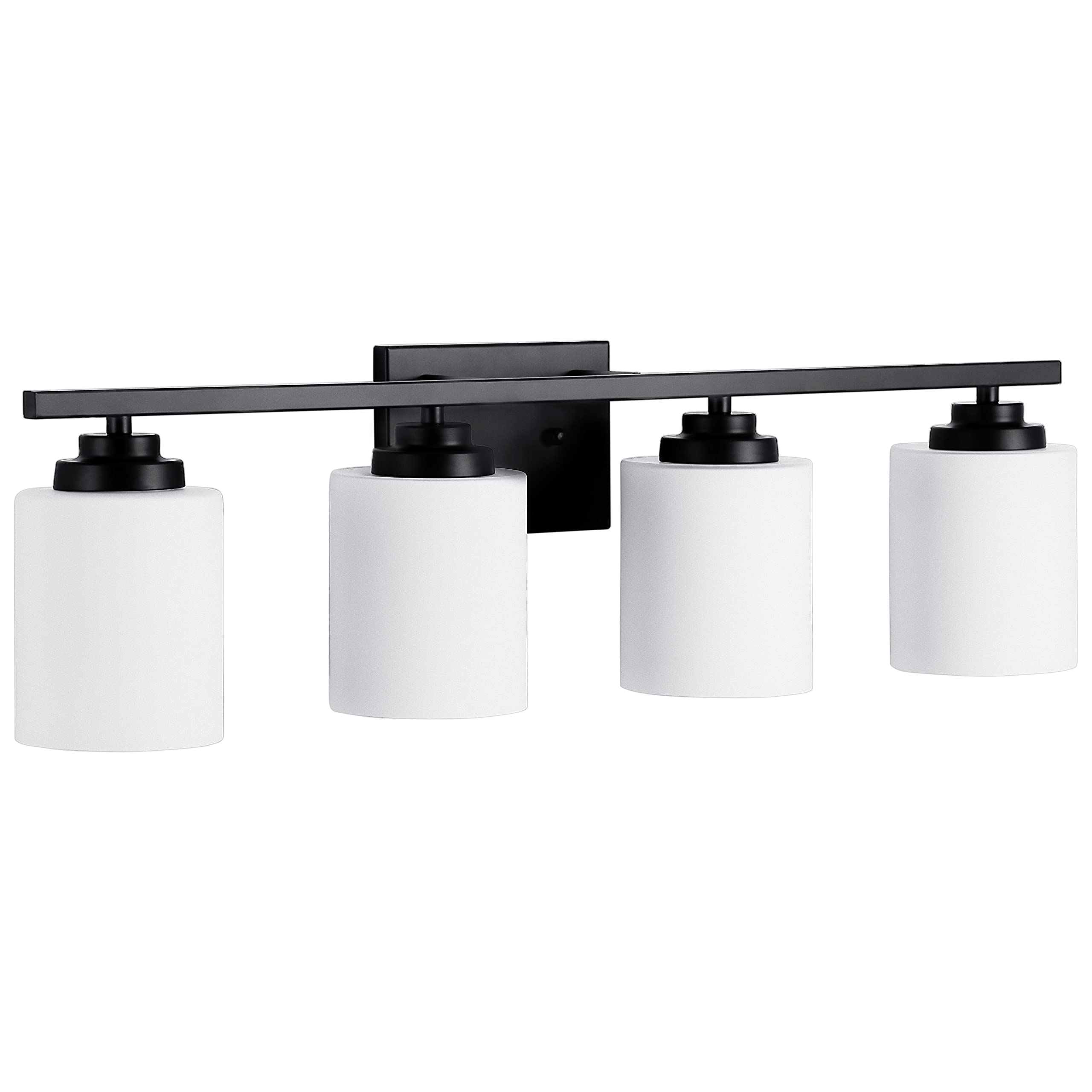 NEOUS Matte Black Vanity Lights for Bathroom, 4 Light Vanity Light Fixture, Modern Bathroom Vanity Lights with Cylinder Glass Shade 4-Lamp