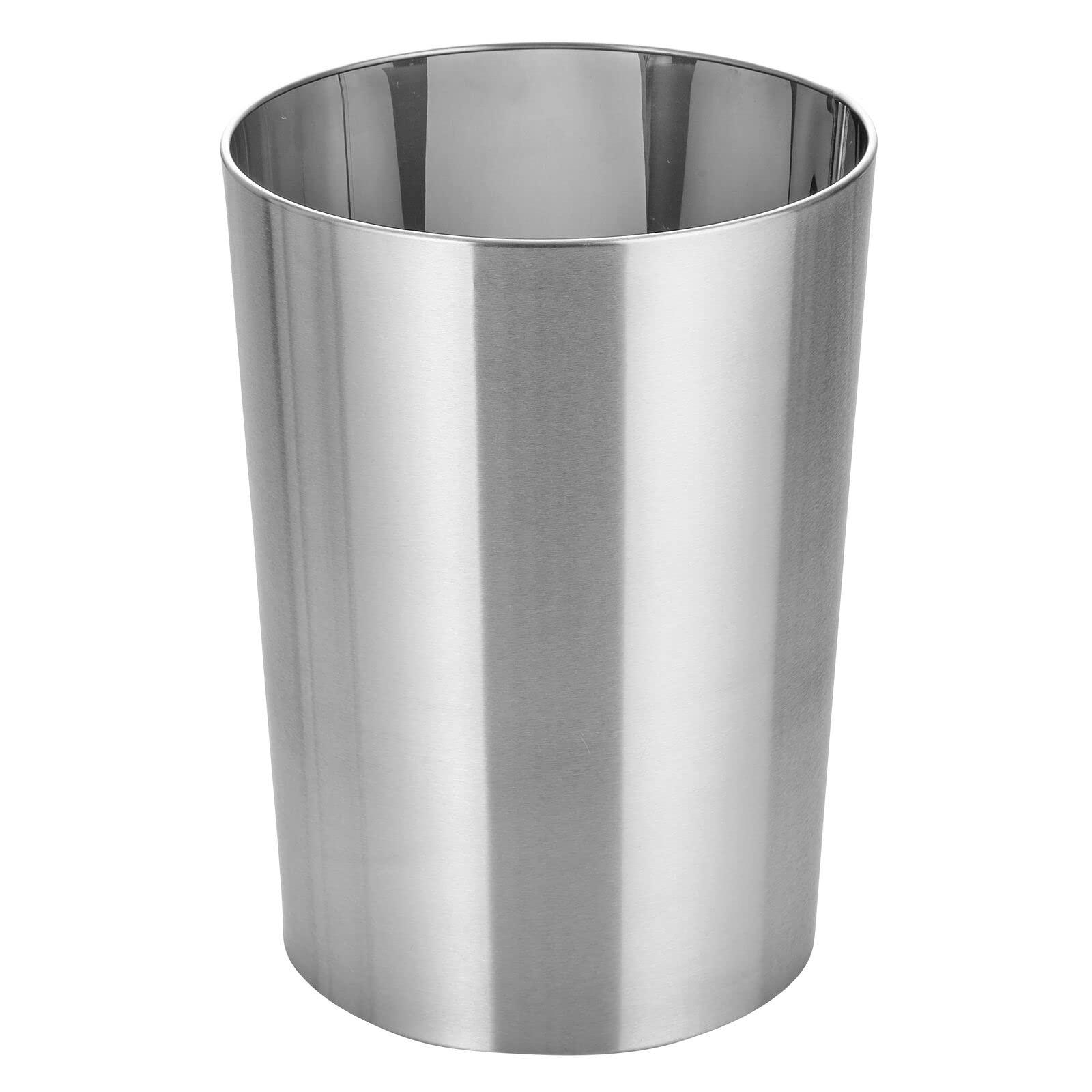 mDesign Stainless Steel Round Metal Trash Can