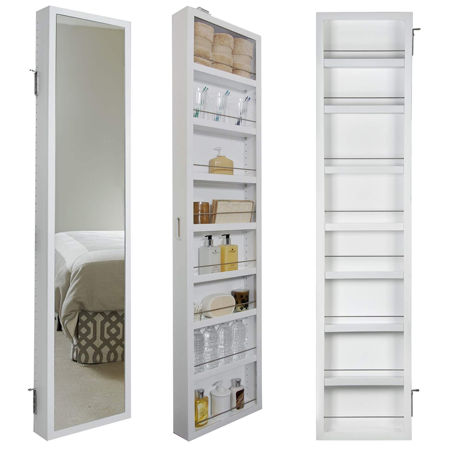 Cabidor Deluxe Mirrored Behind The Door Adjustable Medicine Cabinet, Kitchen & Bathroom Storage Cabinet