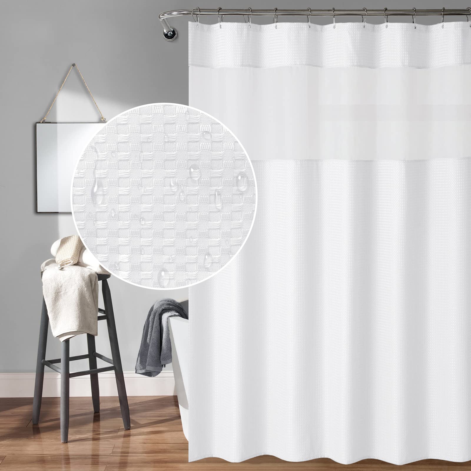 Style Quarters White Shower Curtain