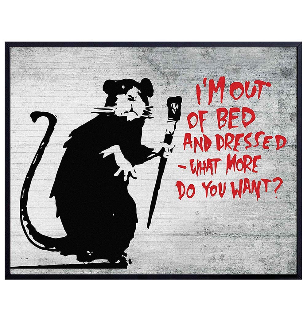 Banksy Rat Graffiti 8x10 Wall Decor Picture - Modern Art Decoration Poster for Home, Apartment, Office, Dorm, Living Room, Bedroom, Bathroom - Gift for Contemporary Urban Street Mural Fans