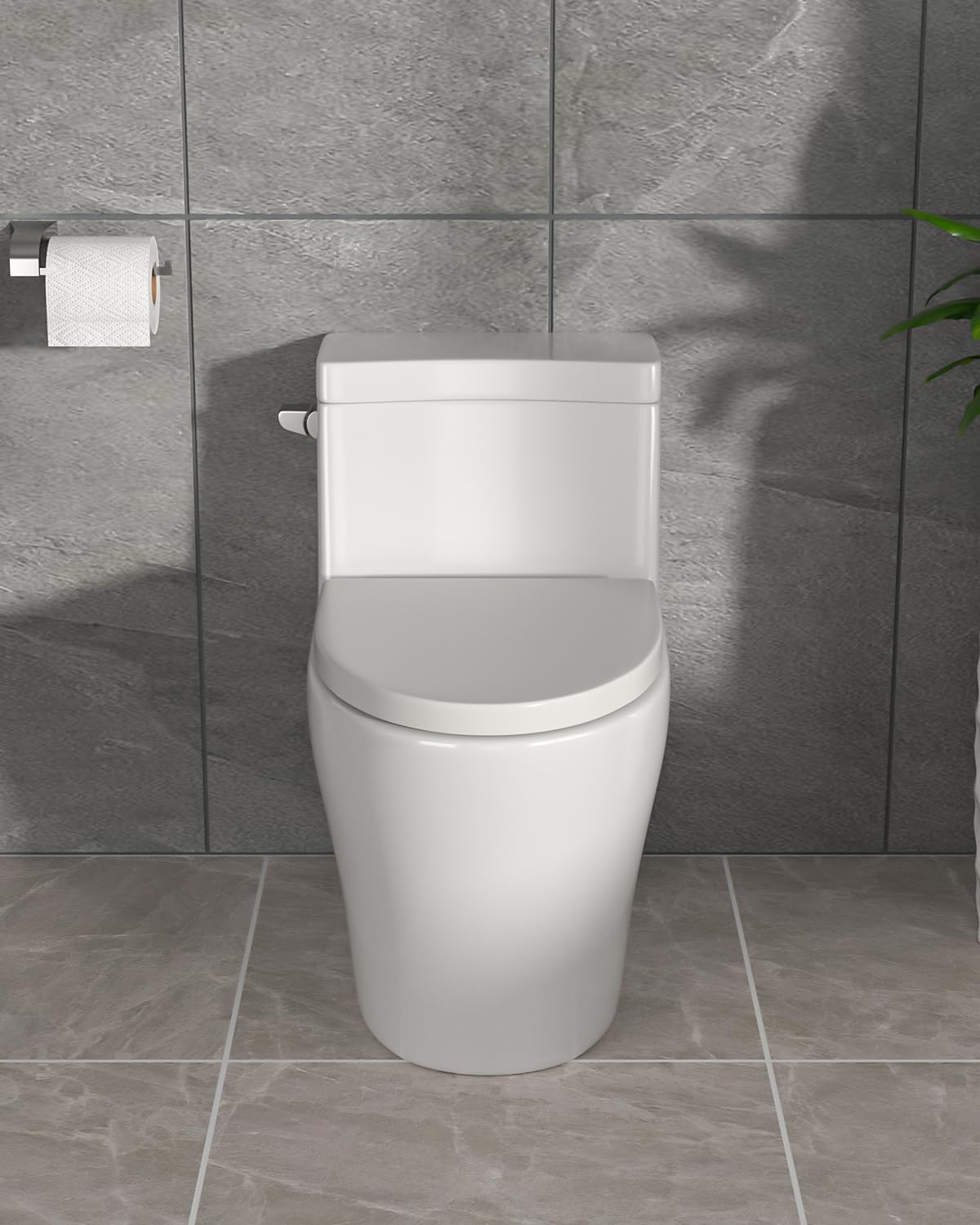 Dcolora One Piece Toilet Cyclone Single Flush 1.28 GPF Bathroom Modern Comfort Height White Ceramic Compact Toilet