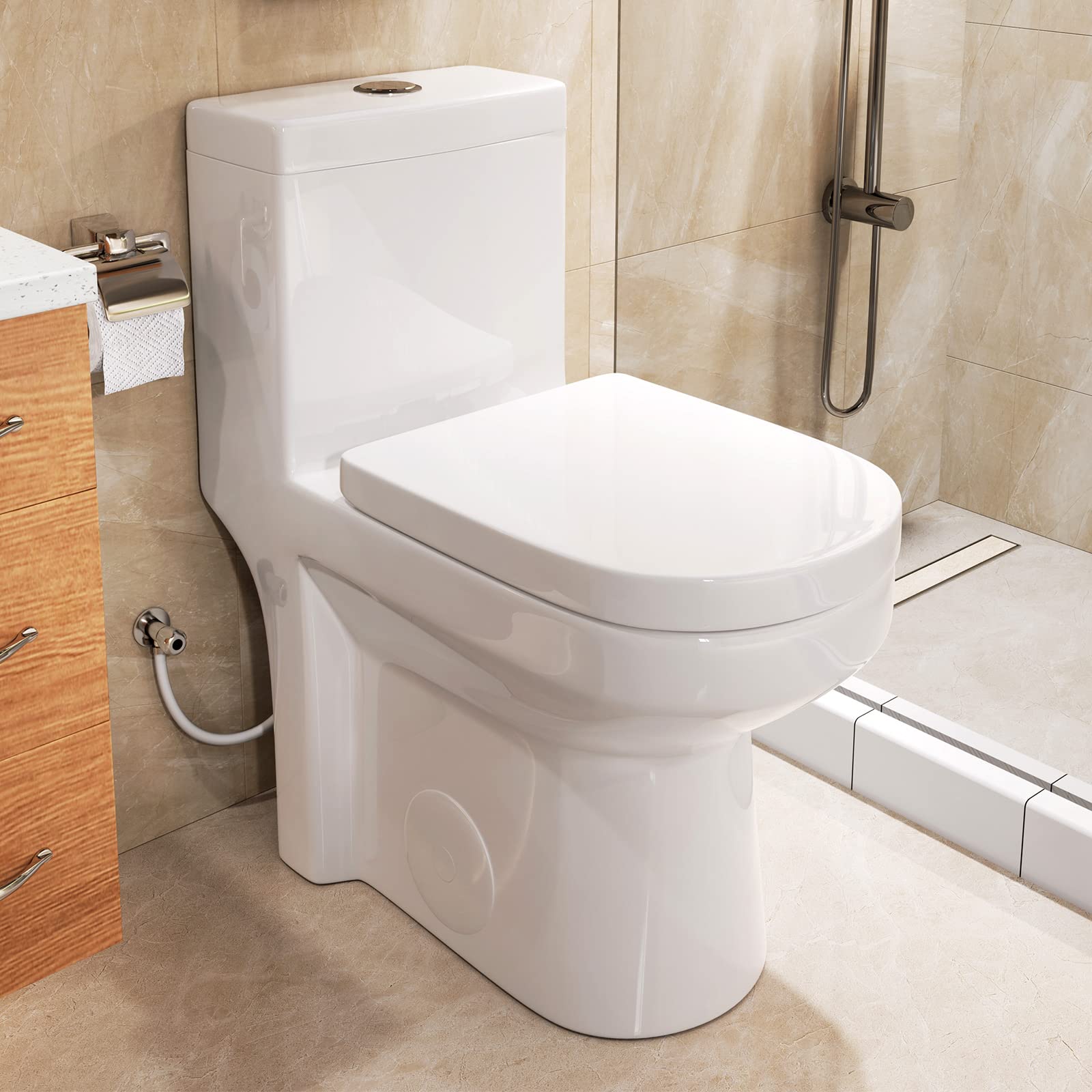 HOROW HWMT-8733 Small Compact One Piece Toilet