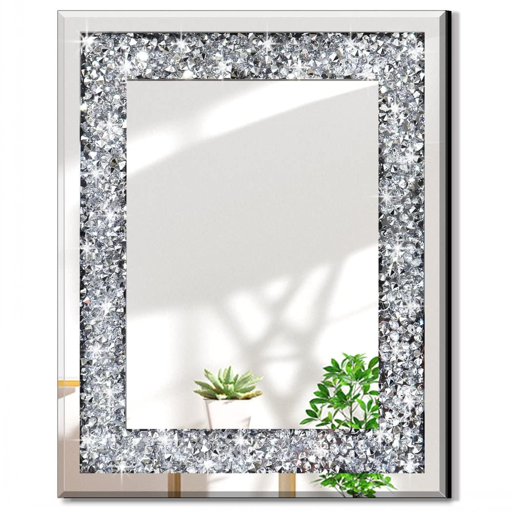 QMDECOR Rectangle Sparkling Decorative Wall Mirror