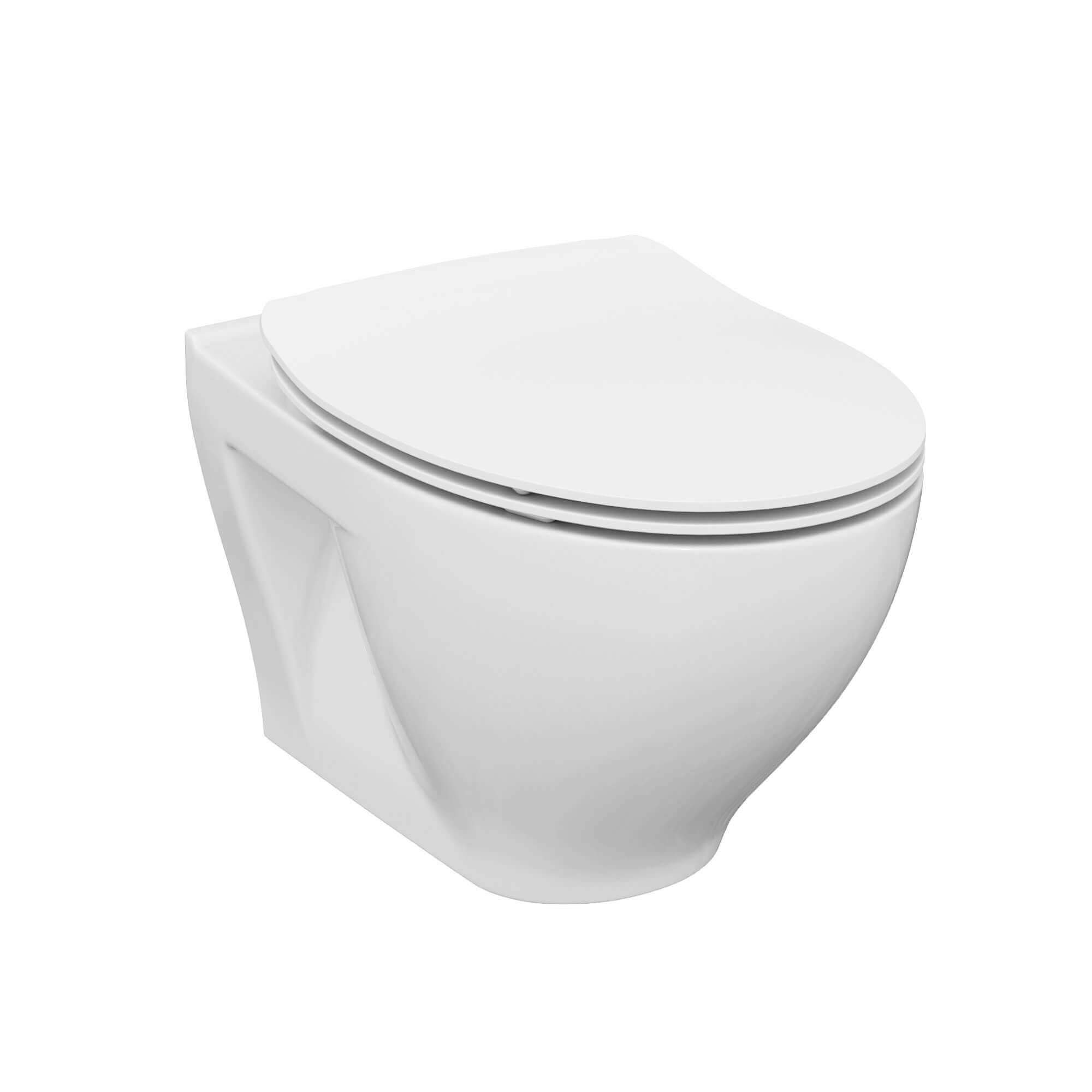 WinZo WZ5922 Rimless Wall Hung Toilet Bowl Modern Compact Design Mounted Water Closet,White White WZ5922