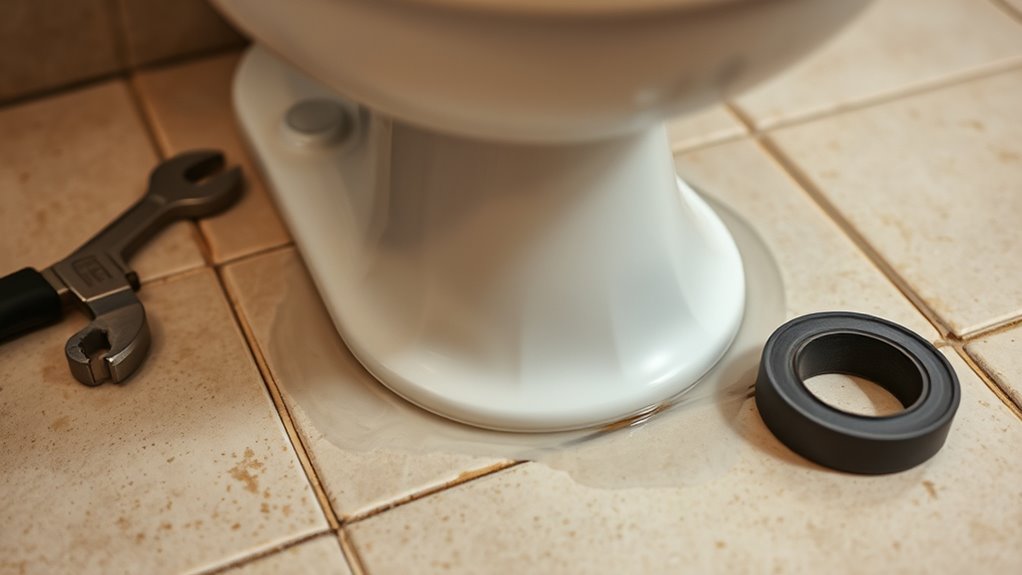 inspect toilet base for leaks