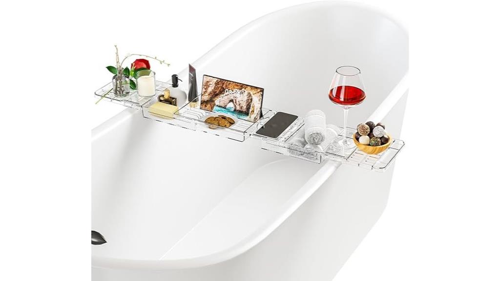 adjustable acrylic bathtub tray