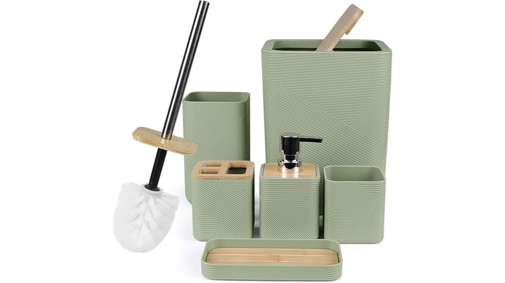 bamboo bathroom accessories set