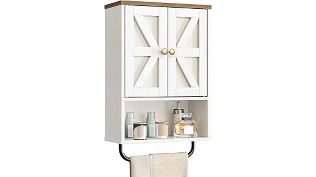 bathroom cabinet with towel bar