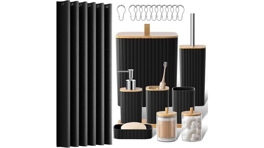 black 22 piece bathroom decor