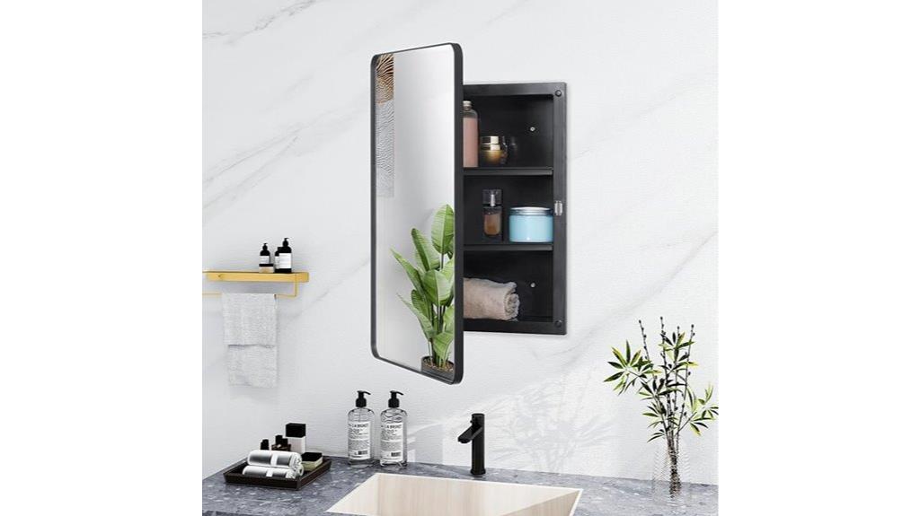 black plastic medicine cabinet