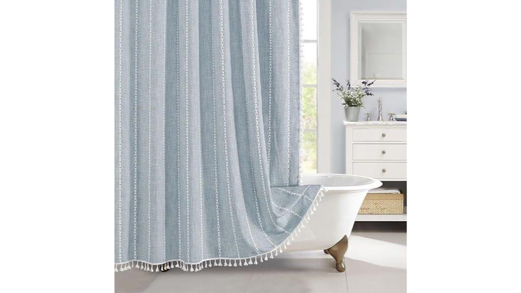 blue boho shower curtain