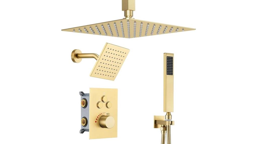 brushed gold dual shower