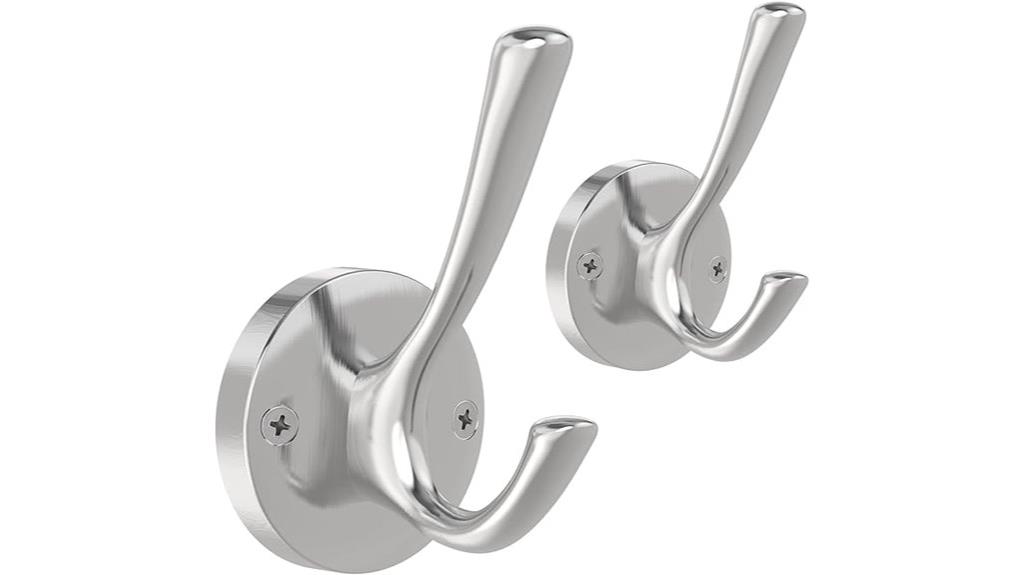 brushed nickel towel hooks
