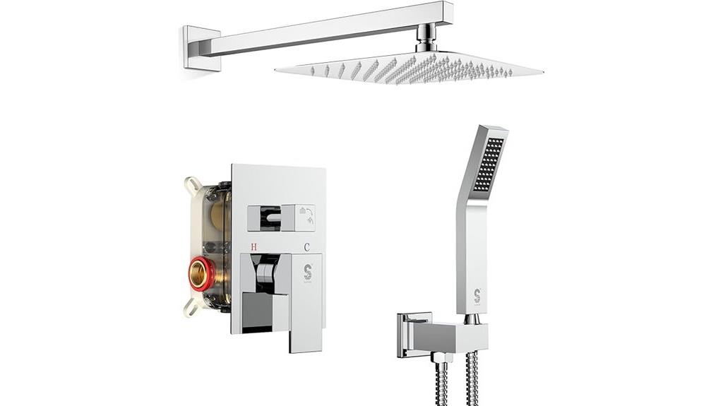 chrome rain shower set