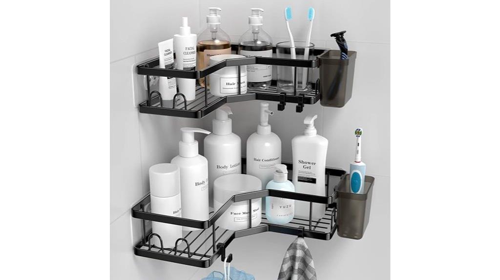 dual adhesive corner shelves