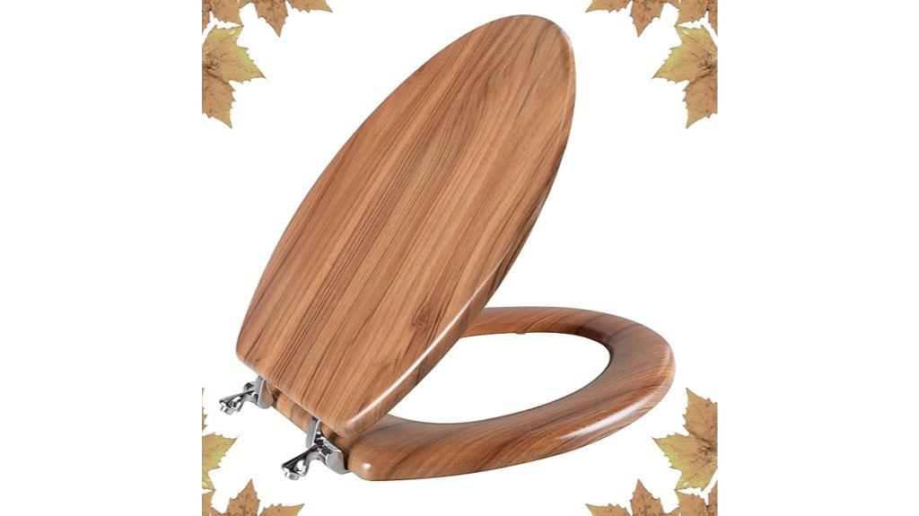 elongated wooden toilet seat