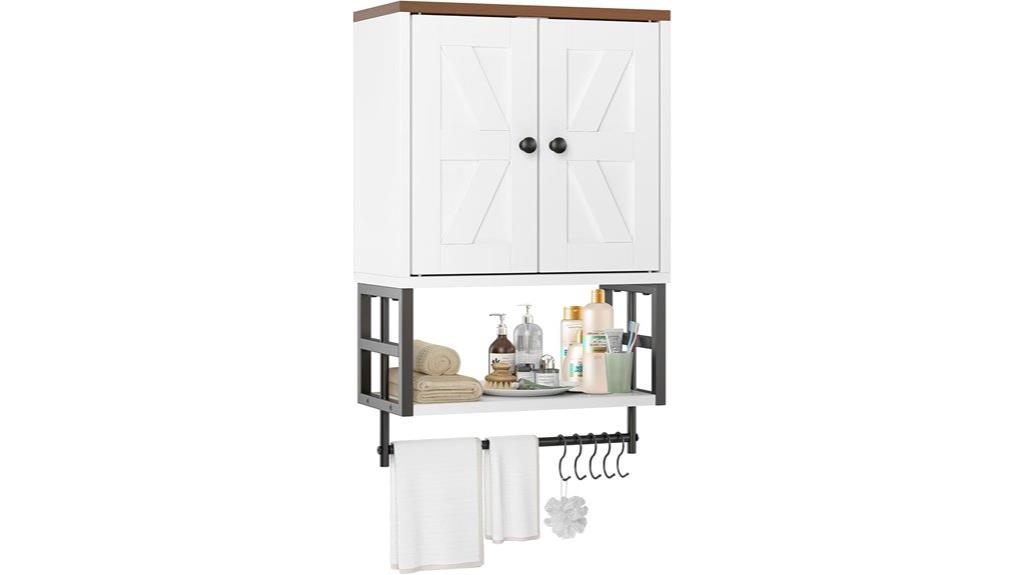 farmhouse medicine cabinet with towel