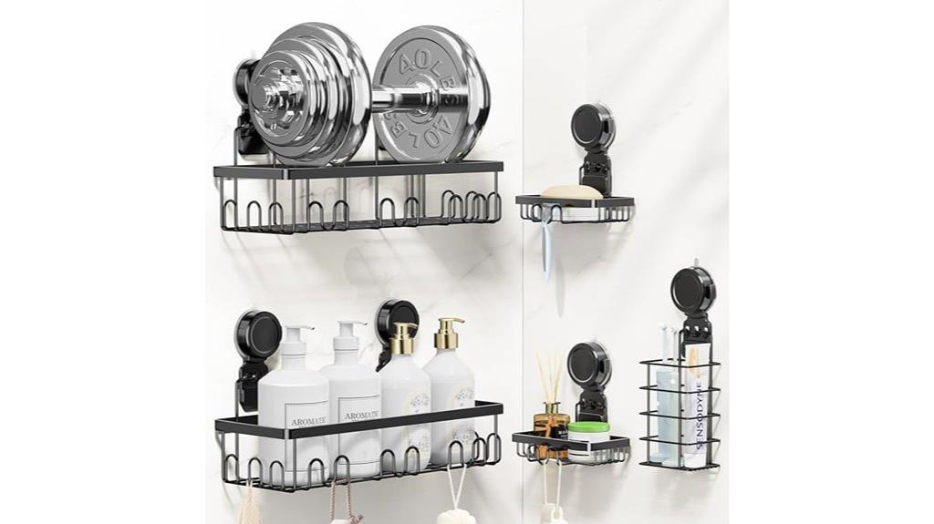 five pack suction shower shelves
