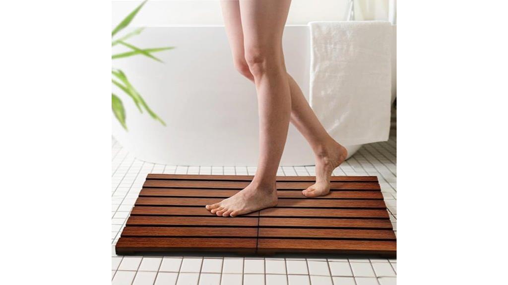 foldable teak bath mat