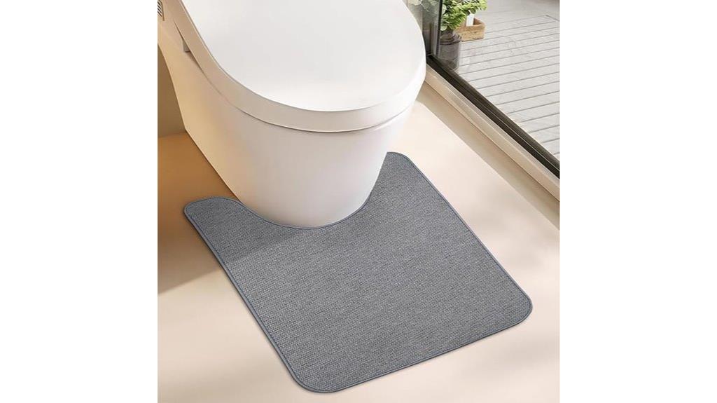 grey u shaped bathroom rug
