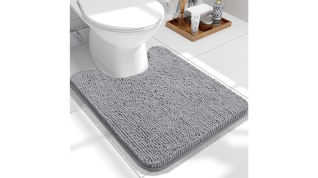 grey u shaped toilet rug