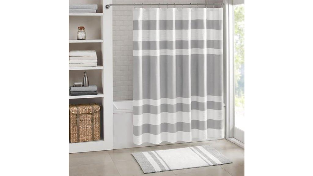 grey waffle stripe curtain