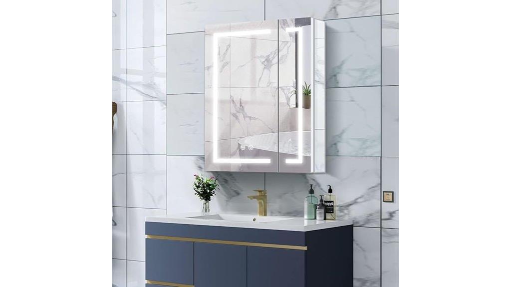 illuminated aluminum bathroom cabinet