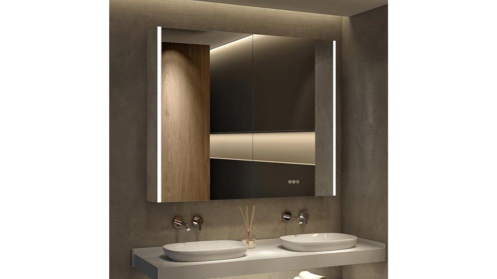 led lit mirrored cabinet