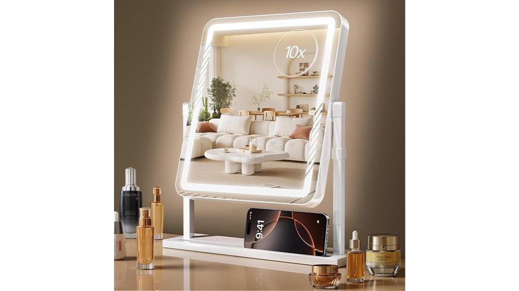 lighted adjustable rotating mirror