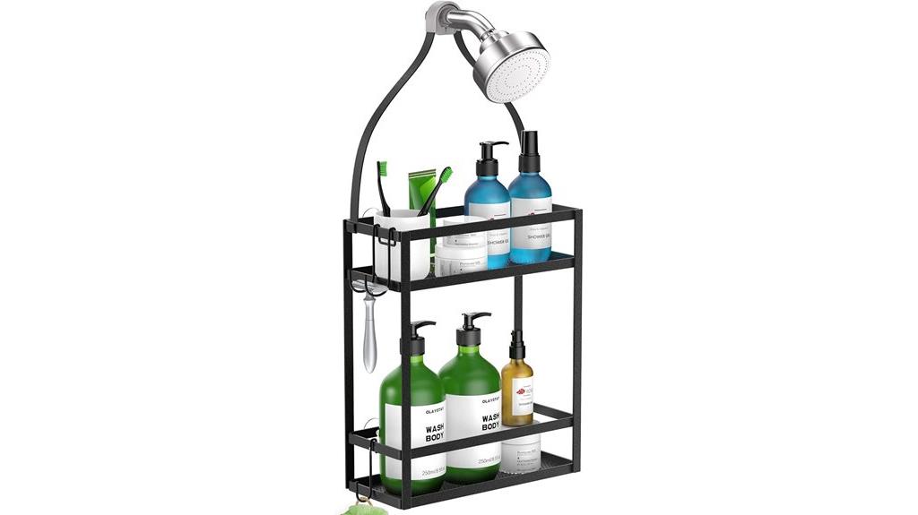 matte black shower organizer