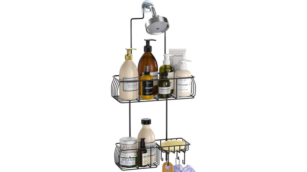 secure hanging shower organizer