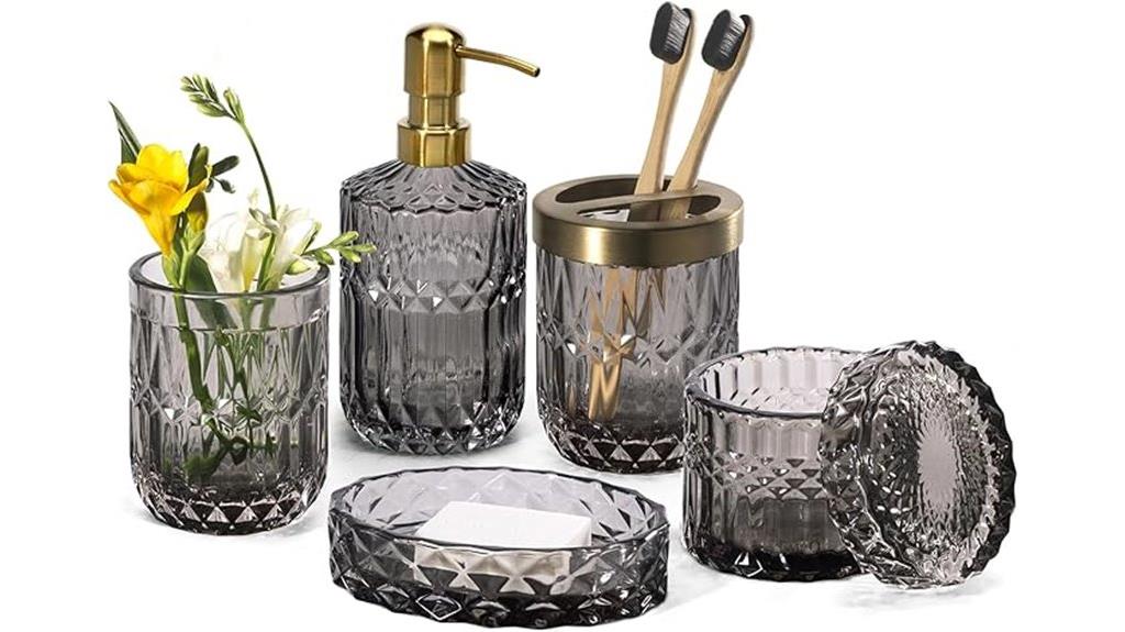 six piece bathroom glass accessories