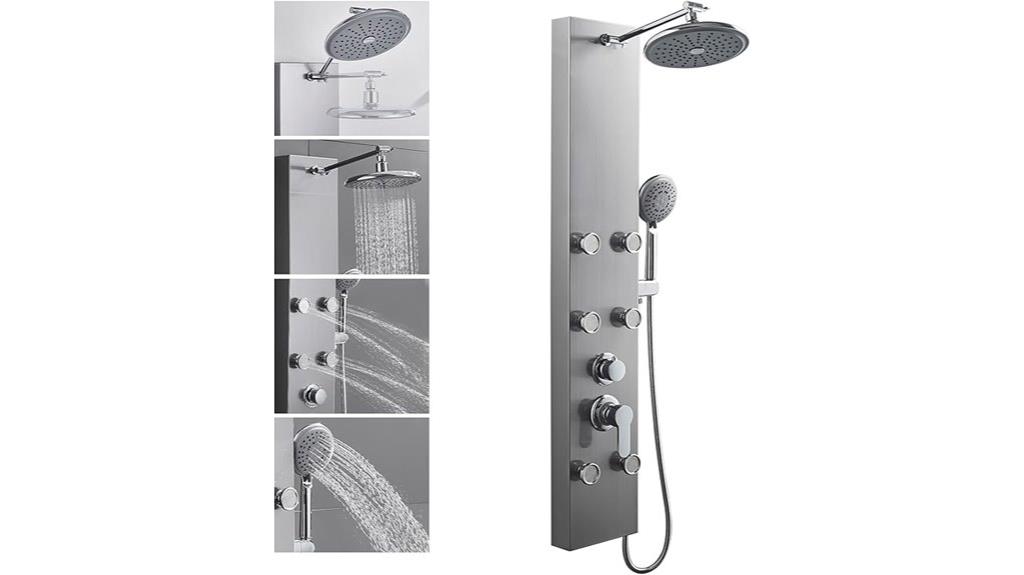 stainless rainfall shower panel