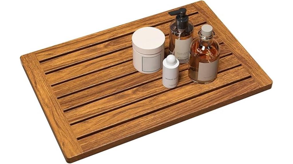 teak wood bath mat