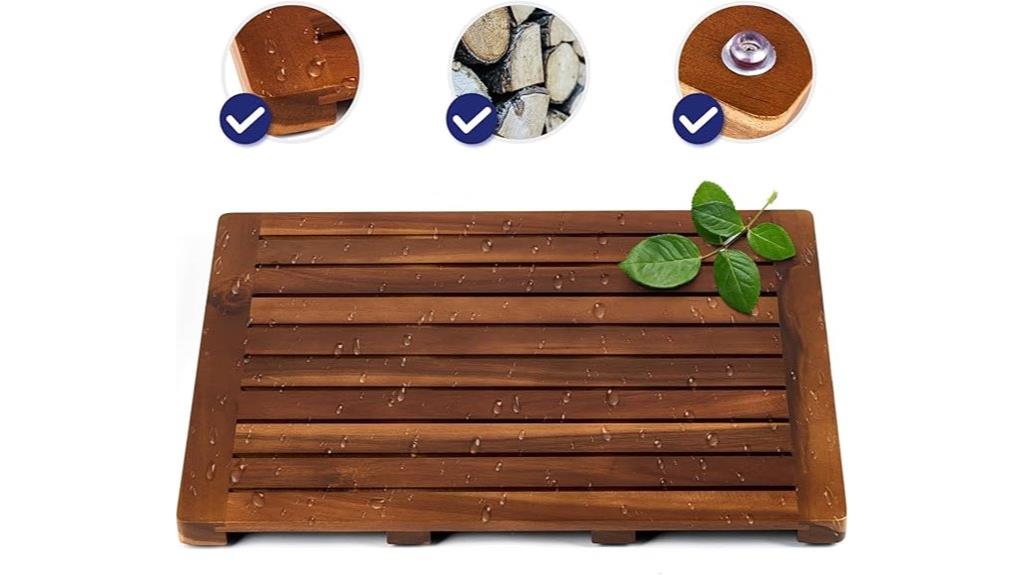 teak wood bath mat