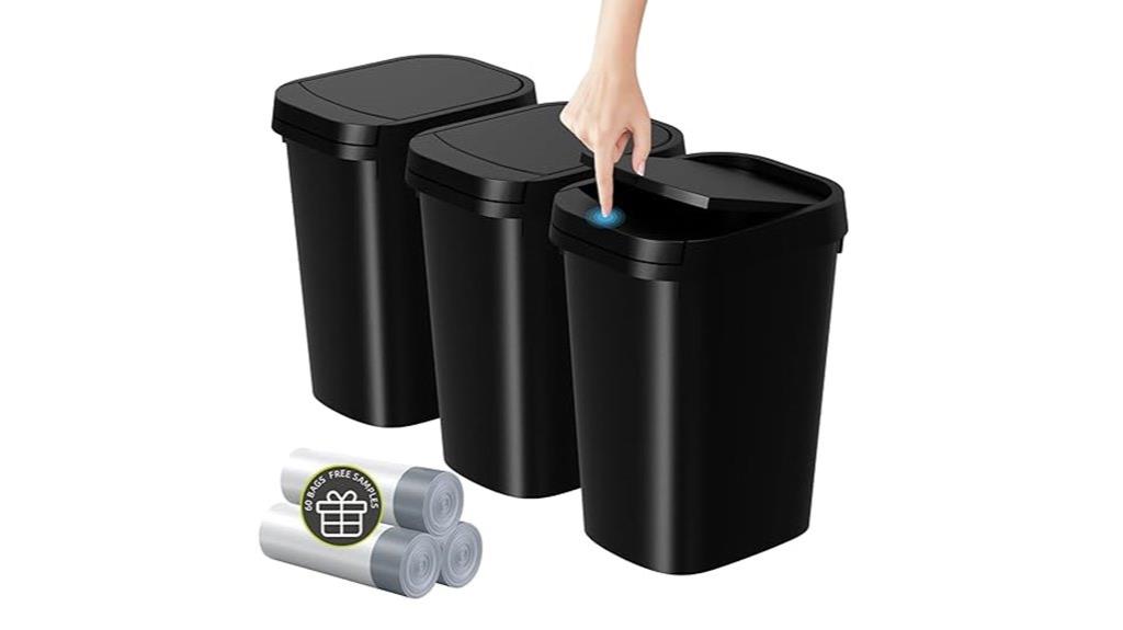three pack small trash cans