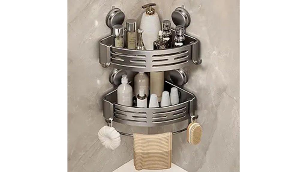 two pack matte gray shower caddies